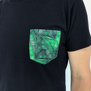 Black T-Shirt With Tropical Pocket From Brazil